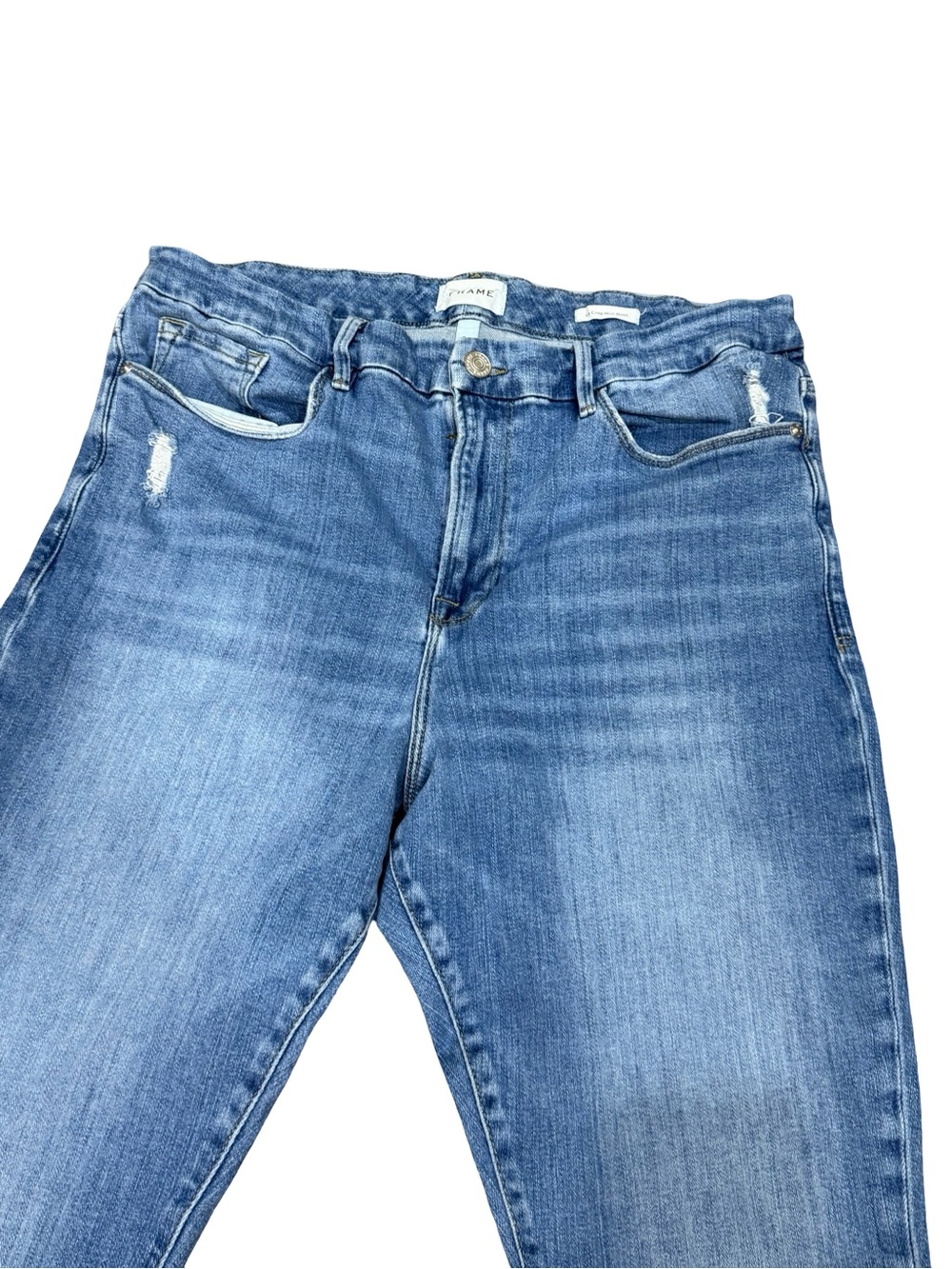 👖 FRAME Le Crop Mini Boot Raw Step‎ Hem Jeans Size 34 Dark Wash - Picture 6 of 15